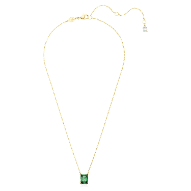 Stilla 链坠, 矩形切割, 绿色, 镀金色调 - Swarovski, 5677141