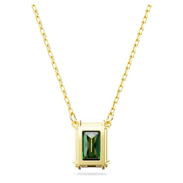 Obesek Stilla, Pravokotni rez, Zelen, PVD zlatega odtenka - Swarovski, 5677141