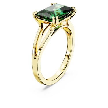 Matrix cocktail ring, Rectangular cut, Green, Gold-tone plated - Swarovski, 5677144