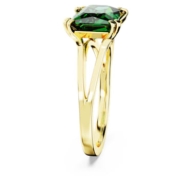 Matrix cocktail ring, Rectangular cut, Green, Gold-tone plated - Swarovski, 5677144