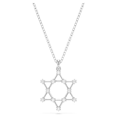 Insigne 펜던트, 라운드 컷, 별, 화이트, 로듐 플래팅 - Swarovski, 5677156