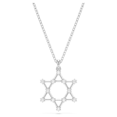 Insigne pendant, Round cut, Star, White, Rhodium plated - Swarovski, 5677156