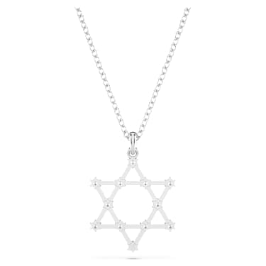 Insigne 펜던트, 라운드 컷, 별, 화이트, 로듐 플래팅 - Swarovski, 5677156