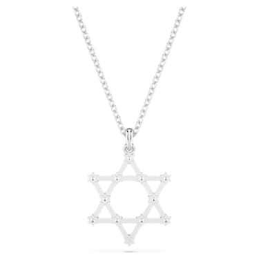 Insigne pendant, Round cut, Star, White, Rhodium plated - Swarovski, 5677156