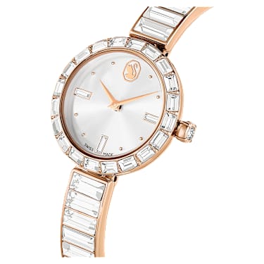 Reloj Matrix Bangle, Fabricado en Suiza, Pulsera de cristal, Blanco, Acabado tono oro rosa - Swarovski, 5677484