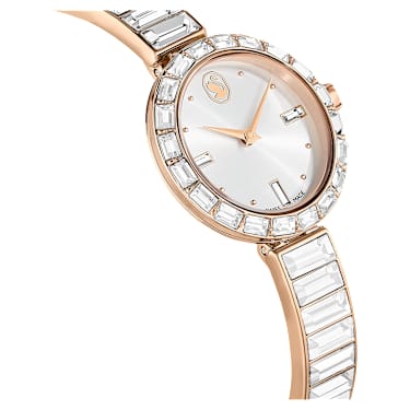 Matrix Bangle 워치, 스위스 메이드, 크리스털 브레이슬릿, 화이트, 로즈 골드 톤 피니시 - Swarovski, 5677484