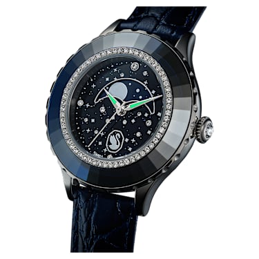 Octea Moon 워치, 스위스 메이드, 달, 레더 스트랩, 블루, 스테인리스 스틸 - Swarovski, 5677494