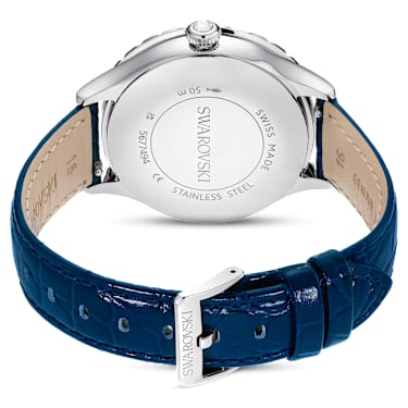 Octea Moon 워치, 스위스 메이드, 달, 레더 스트랩, 블루, 스테인리스 스틸 - Swarovski, 5677494