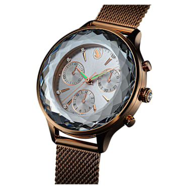 Ρολόι Nova Chrono, Eλβετικής κατασκευής, Μεταλλικό μπρασελέ, Ροζ χρυσαφί τόνος, Φινίρισμα σε χρυσό σαμπανί τόνο - Swarovski, 5677506