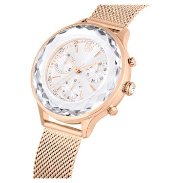 Ρολόι Nova Chrono, Eλβετικής κατασκευής, Μεταλλικό μπρασελέ, Ροζ χρυσαφί τόνος, Φινίρισμα σε χρυσό σαμπανί τόνο - Swarovski, 5677506