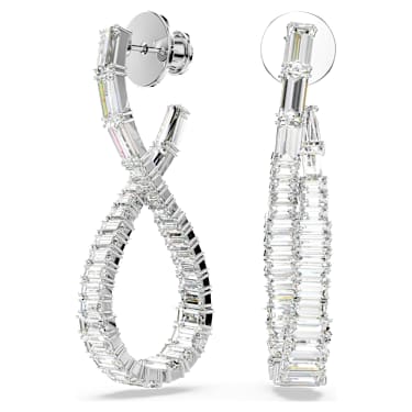 Hyperbola Drop-Ohrhänger, Unendlichkeit, Weiß, Rhodiniert - Swarovski, 5677628