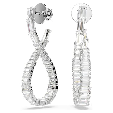 Hyperbola Drop-Ohrhänger, Unendlichkeit, Weiß, Rhodiniert - Swarovski, 5677628