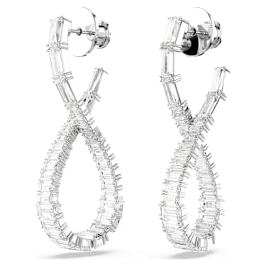 Hyperbola drop earrings, Infinity, White, Rhodium plated - Swarovski, 5677628