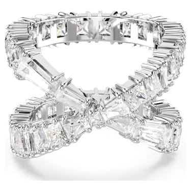 Hyperbola ring, Infinity, White, Silver-tone finish - Swarovski, 5677632