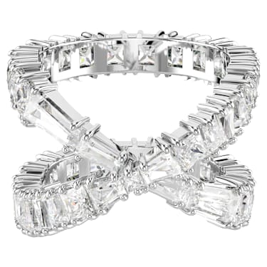 Swarovski シルバー ウェーブ型 リング Hyperbola リング, インフィニティ, ホワイト, シルバー系仕上げ