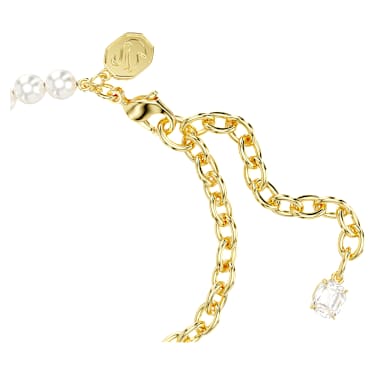 Swarovski Iconic Swan bracelet, Crystal pearl, Swan, Red, Gold-tone plated - Swarovski, 5677792