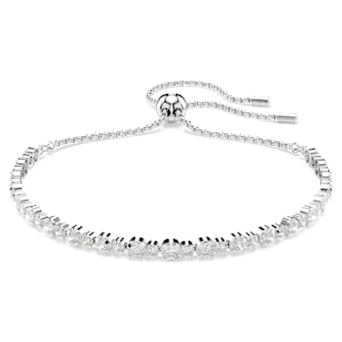 Matrix Tennis bileklik, Karışık yuvarlak kesimler, Beyaz, Rodyum kaplama - Swarovski, 5677813