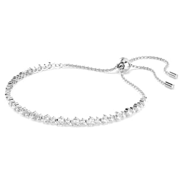 Matrix Tennis bileklik, Karışık yuvarlak kesimler, Beyaz, Rodyum kaplama - Swarovski, 5677813