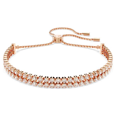 Matrix Tennis bracelet, Round cut, White, Rose gold-tone plated - Swarovski, 5677823