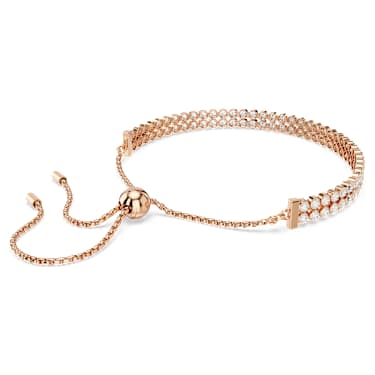 Bransoletka Tennis Matrix, Szlif okrągły, Biała, Wykończenie z 18-karatowego różowego złota - Swarovski, 5677823