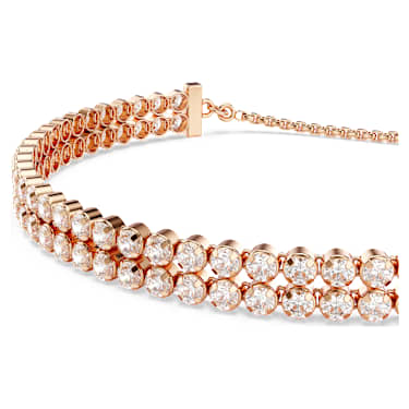 Matrix Tennis Armband, Rundschliff, Weiß, Roségold-Legierungsschicht - Swarovski, 5677823