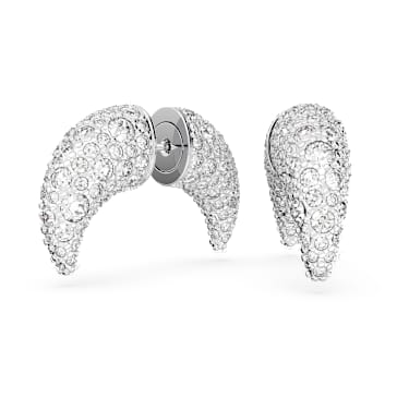 Sublima stud earrings, Moon, Small, White, Rhodium plated - Swarovski, 5677879