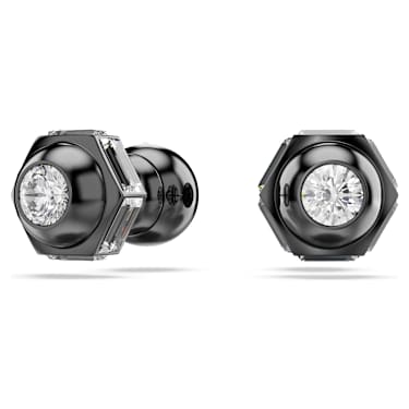 Numina stud earrings, Round cut, White, Ruthenium plated - Swarovski, 5677941