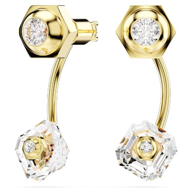 Numina 耳環袋, 混合式切割, 白色, 鍍金色色調 - Swarovski, 5677980