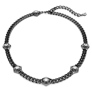 Collier Numina, Coupe ronde, Blanc, Métal plaqué ruthénium - Swarovski, 5677987