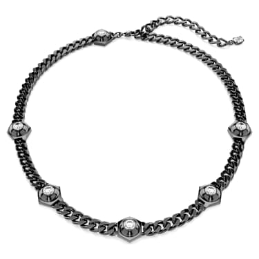 Collier Numina, Coupe ronde, Blanc, Métal plaqué ruthénium - Swarovski, 5677987