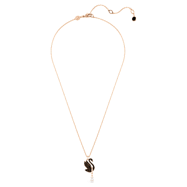 Swan 펜던트, 스완, 블랙, 18K 로즈 골드 피니시 - Swarovski, 5678045