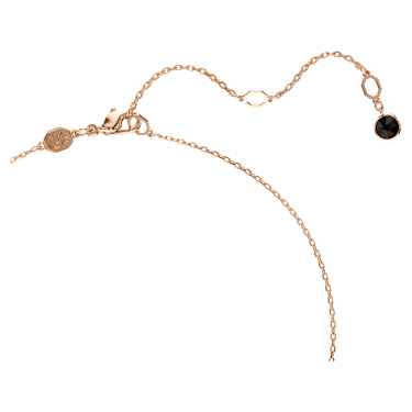 Pandantiv Swan, Lebădă, Mic, Negru, Finisaj din aur roz de 18k - Swarovski, 5678046