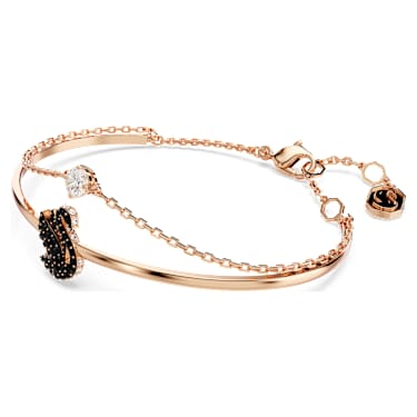 Bracelet-jonc Swan, Cygne, Noir, Placage de ton or rosé - Swarovski, 5678048
