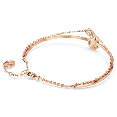 Bracelet-jonc Swan, Cygne, Noir, Placage de ton or rosé - Swarovski, 5678048