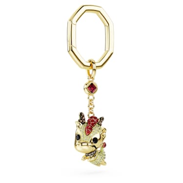 Kroužek na klíče Chinese Zodiac, Drak, Žlutý, Pokoveno ve zlatém odstínu - Swarovski, 5678185