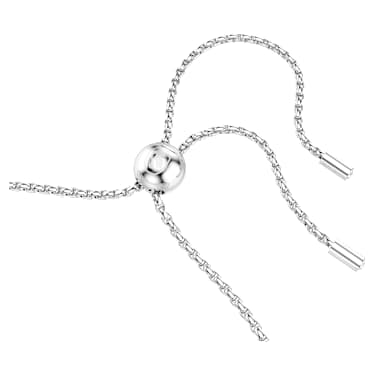 Matrix Tennis 手鏈, 圓形切割, 白色, 鍍白金色 - Swarovski, 5678252