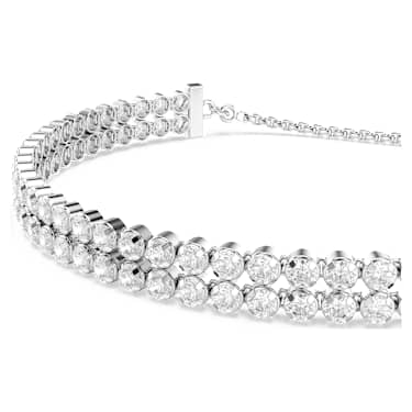 Matrix Tennis bracelet, Round cut, White, Rhodium plated - Swarovski, 5678252