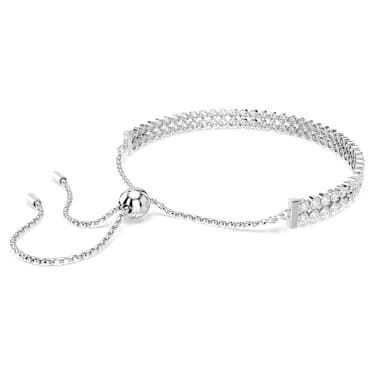 Matrix Tennis bracelet, Round cut, White, Rhodium plated - Swarovski, 5678252