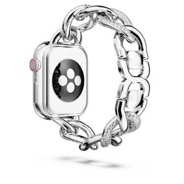 Sparkling chain strap, For Apple Watch® 40mm & 41mm, Silver tone, Stainless steel - Swarovski, 5678671