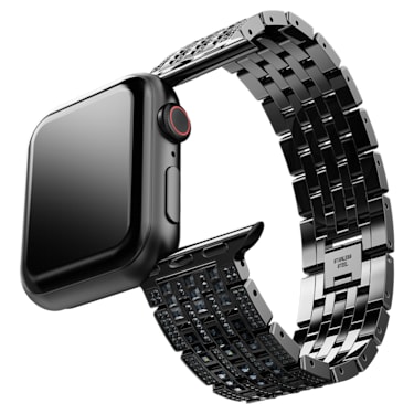Sparkling princess strap, For Apple Watch® 40mm & 41mm, Black, Black finish - Swarovski, 5678675