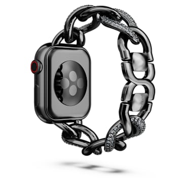 Pasek w formie łańcuszka Sparkling, Do zegarków Apple Watch® 40 mm i 41 mm, Czarne, Czarna powłoka - Swarovski, 5678677