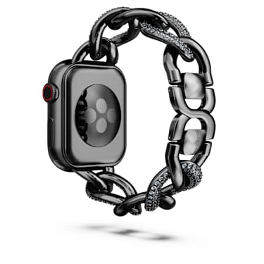 Sparkling chain strap, For Apple Watch® 40 mm & 41mm, Black, Black finish - Swarovski, 5678677