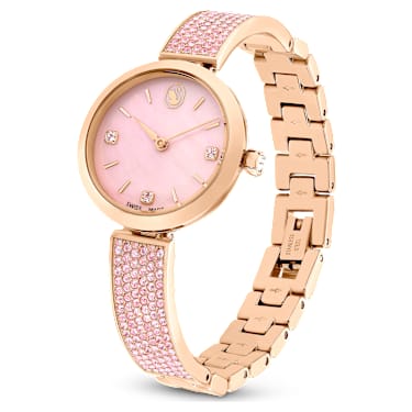 Illumina Uhr, Schweizer Produktion, Kristallarmband, Rosa, Roségoldfarbenes Finish - Swarovski, 5678756