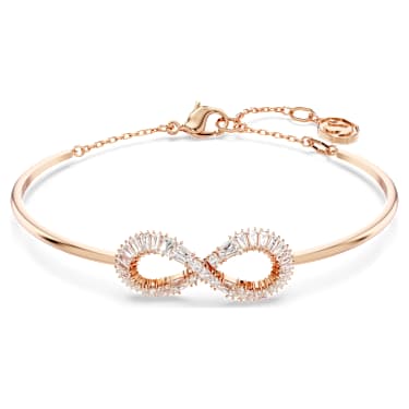 Hyperbola Armreif, Unendlichkeit, Weiß, 18K Roségoldbeschichtet - Swarovski, 5679443