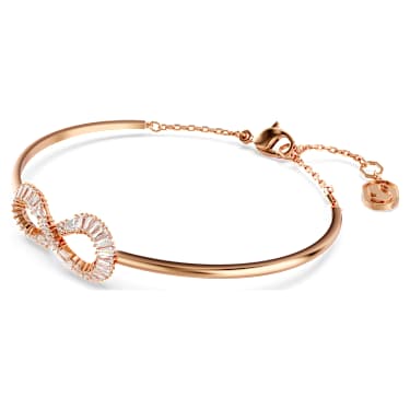 Obročasta zapestnica Hyperbola, Infinity, Bela, Prevleka rožnato zlatega odtenka - Swarovski, 5679443