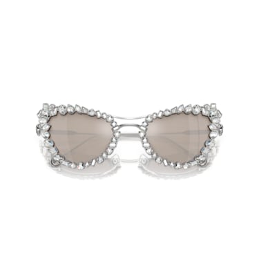 2 in 1 clip-on sunglasses, Statement, Cat-eye shape, SK7011, White - Swarovski, 5679552
