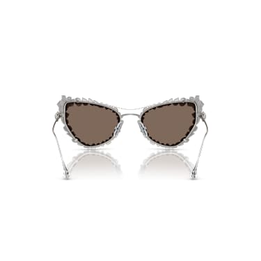 Ochelari de soare cu clip-on 2 în 1, Statement, Formă de ochi de pisică, SK7011, Alb - Swarovski, 5679552
