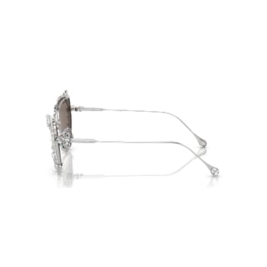 Ochelari de soare cu clip-on 2 în 1, Statement, Formă de ochi de pisică, SK7011, Alb - Swarovski, 5679552