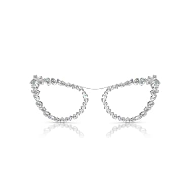 Ochelari de soare cu clip-on 2 în 1, Statement, Formă de ochi de pisică, SK7011, Alb - Swarovski, 5679552