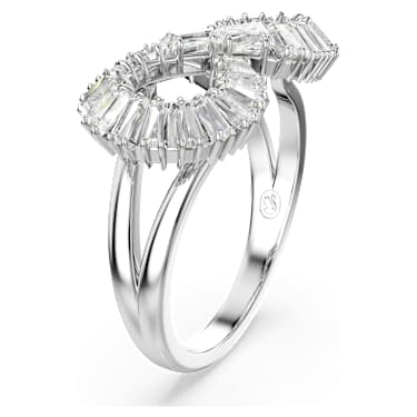 Hyperbola cocktail ring, Infinity, White, Rhodium plated | Swarovski
